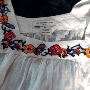 Liz Claiborne white embroide top